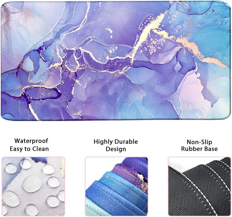 Yunoble Large Mouse Pad and Keyboard Wrist Rest, Desk Pad for Keyboard and Mouse, 4-in-1 Large Gaming Mouse Pad with Wrist Support - Purple Marble - Image 2